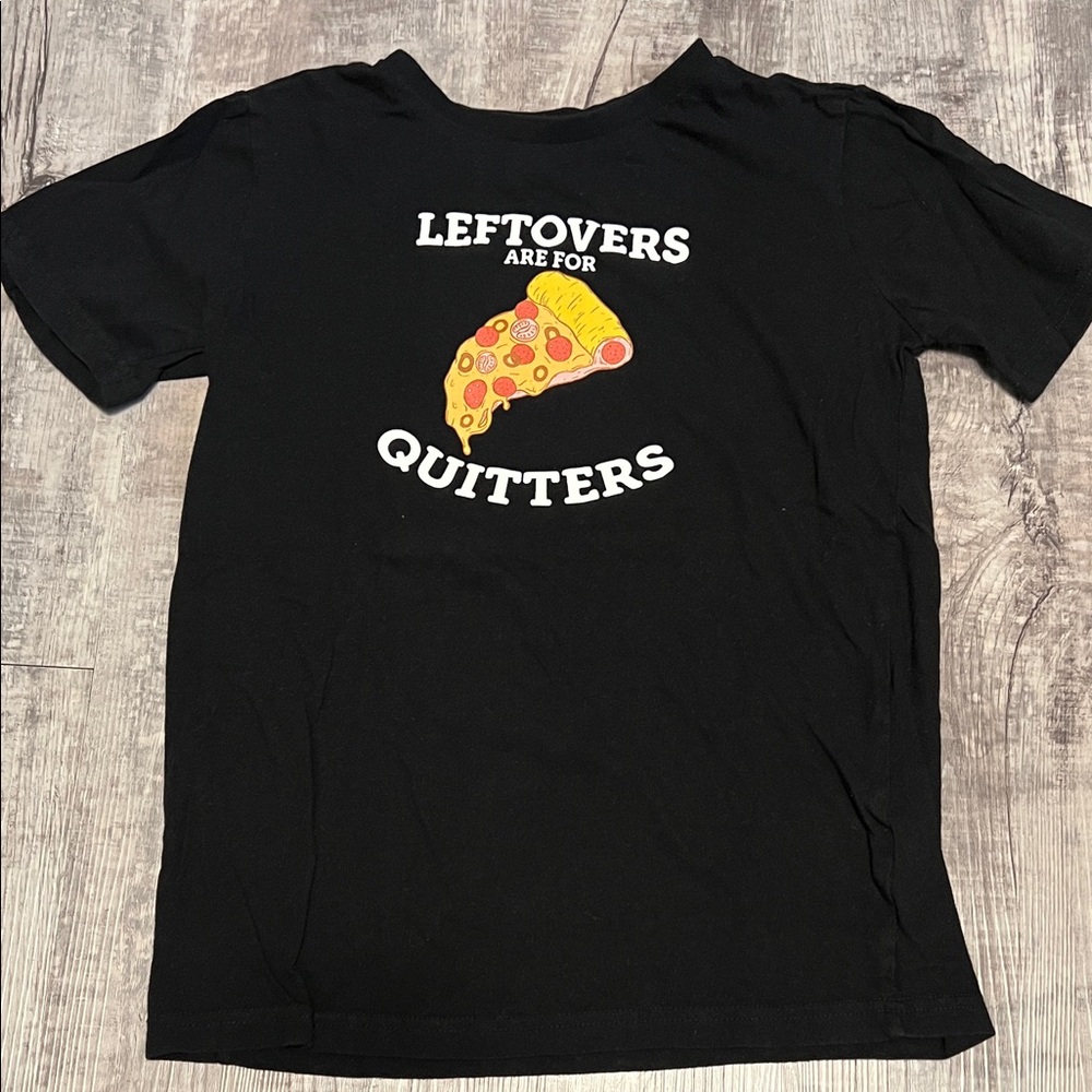 Black Kids T-Shirt with Pizza Graphic